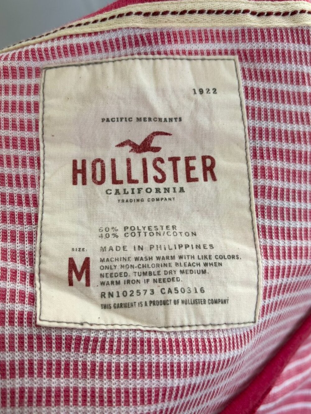Hollister size medium pink and white striped long sleeve babydoll top y2k - Picture 11 of 11